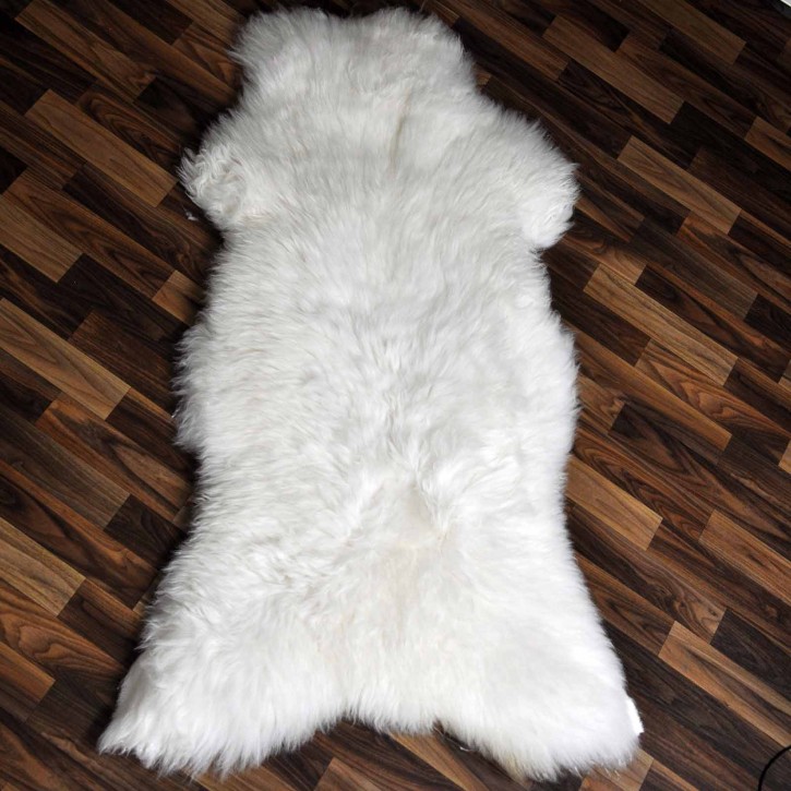 XXXL ÖKO echtes Schaffell Lammfell weiß 130x75 riesig Camping #9344
