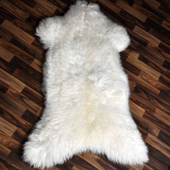 XXXL ÖKO echtes Schaffell Lammfell weiß 130x80 riesig Camping #9347