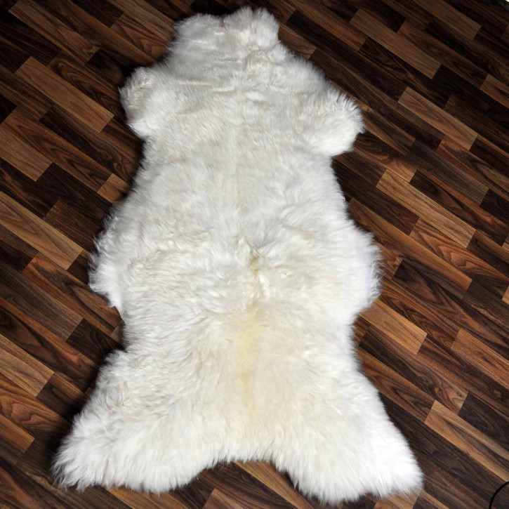 XXXL ÖKO echtes Schaffell Lammfell weiß 130x80 riesig Camping #9348