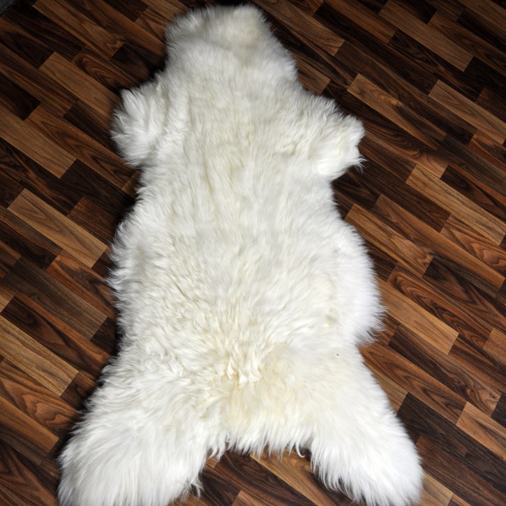 XXXL ÖKO echtes Schaffell Lammfell weiß 130x70 riesig Camping #9352