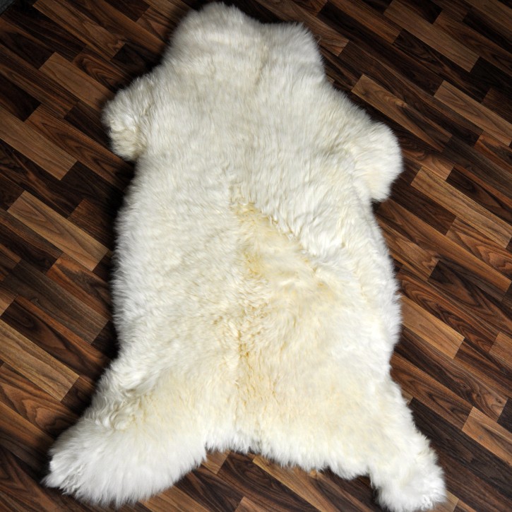 XXXL ÖKO echtes Schaffell Lammfell weiß 130x80 riesig Camping #9353