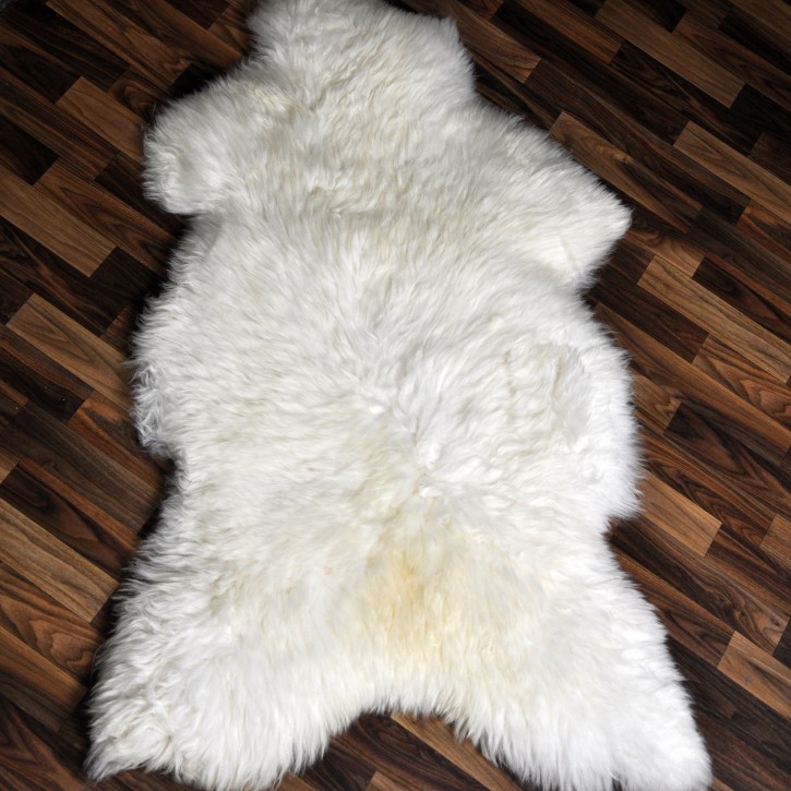 XXXL ÖKO echtes Schaffell Lammfell weiß 130x85 riesig Camping #9360