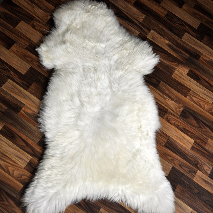 XXXL ÖKO echtes Schaffell Lammfell weiß braun 130x80 riesig #9361
