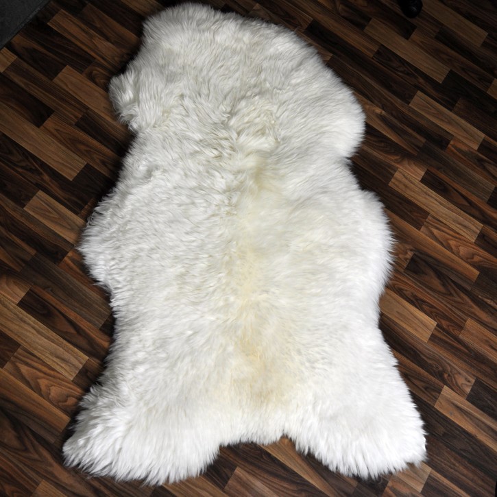 XXXL ÖKO echtes Schaffell Lammfell weiß 135x85 riesig Camping #9363