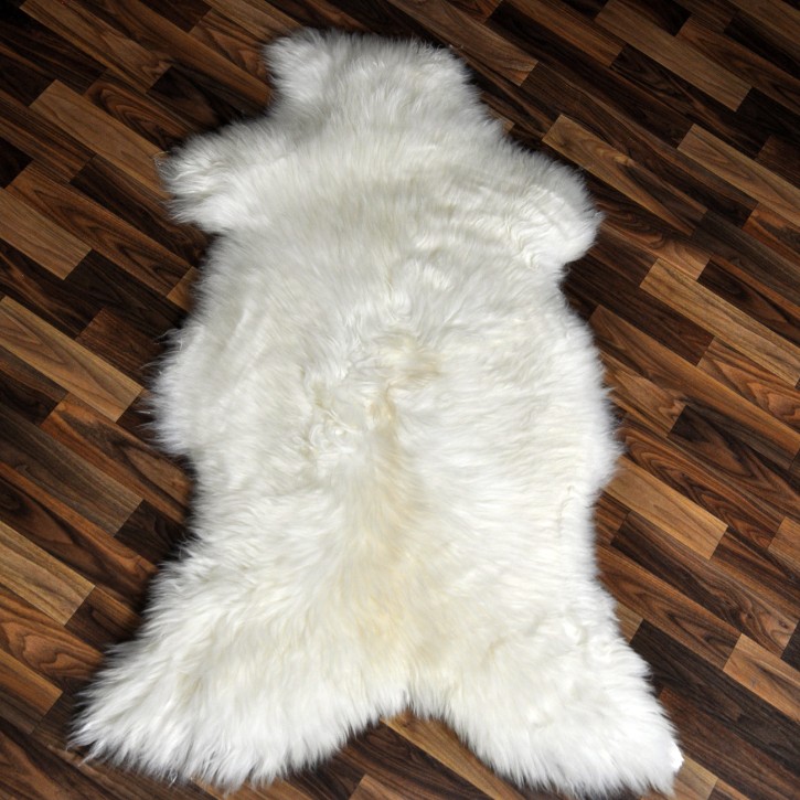 XXL ÖKO echtes Schaffell Lammfell weiß braun 125x75 Pelz #9375