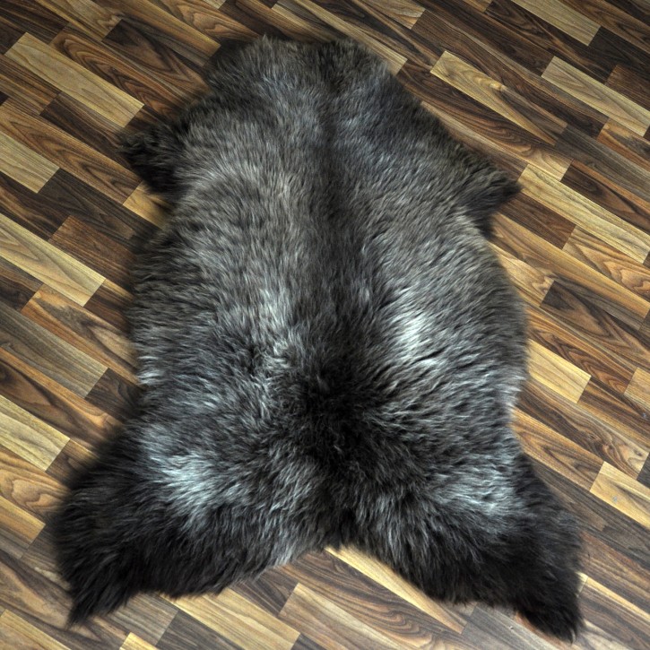 XL ÖKO Schaffell Lammfell braun grau 115x80 Couch Auflage #9442