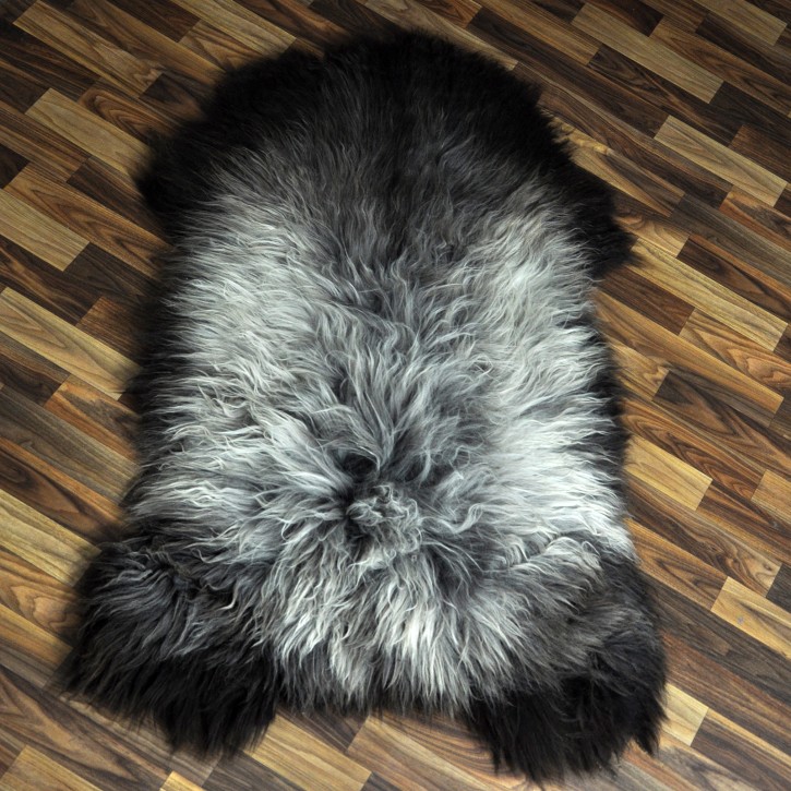 XXXL ÖKO Schaffell Lammfell braun grau 130x80 Couch Auflage #9444