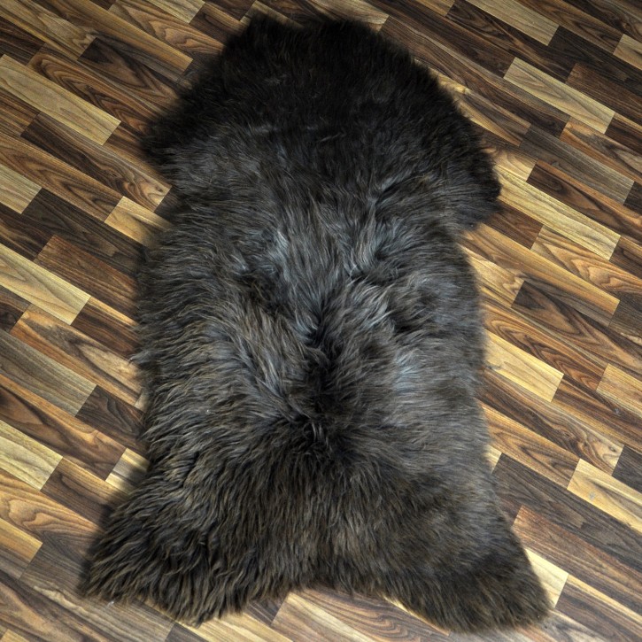 XXL ÖKO Schaffell Lammfell braun grau 125x70 Couch Auflage #9445