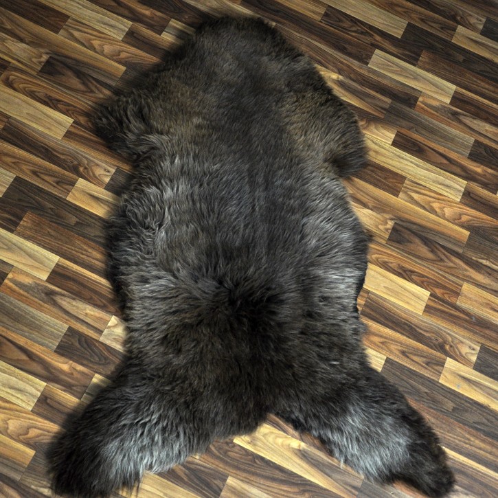 XXXL ÖKO Schaffell Lammfell braun grau 130x80 Couch Auflage #9450