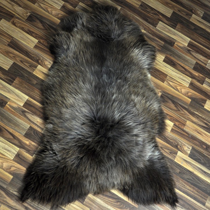 XXL ÖKO Schaffell Lammfell braun grau 125x80 Couch Auflage #9453