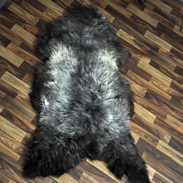 XXXL ÖKO Schaffell Lammfell braun grau 130x75 riesig Auflage #9501