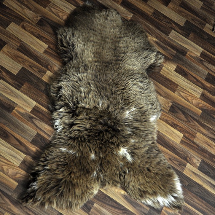 XXXL ÖKO Schaffell Lammfell braun beige 130x80 Couch Auflage #9508