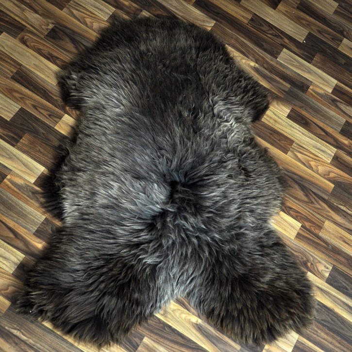 XXL ÖKO Schaffell Lammfell braun grau 125x85 Couch Auflage #9519