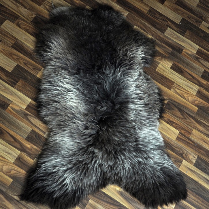 XXL ÖKO Schaffell Lammfell braun grau 125x80 Couch Auflage #9521