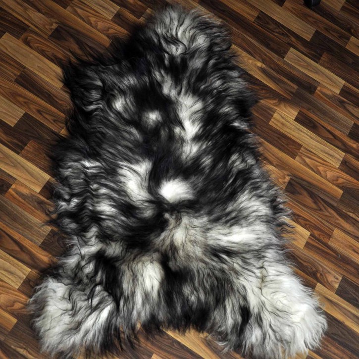 XXL ÖKO Island Schaffell weiß schwarz geflammt 125x85 #9542