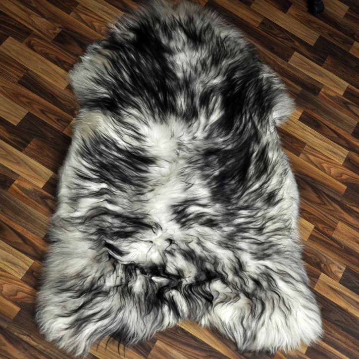 XXXL ÖKO Island Schaffell weiß schwarz geflammt 130x80 #9549