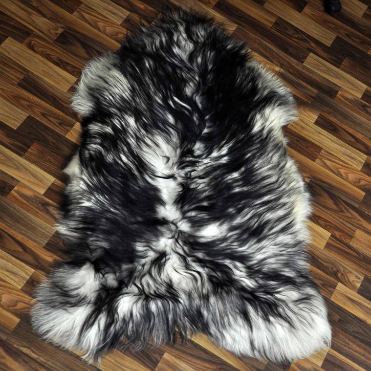 XXL ÖKO Island Schaffell weiß schwarz geflammt 125x80 #9555