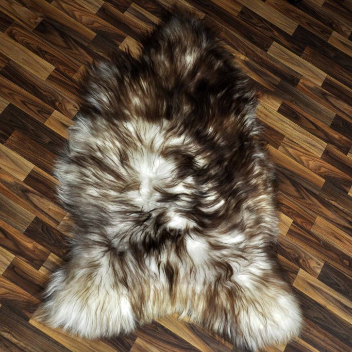 XXL ÖKO Island Schaffell weiß braun geflammt 120x75 Teppich #9564