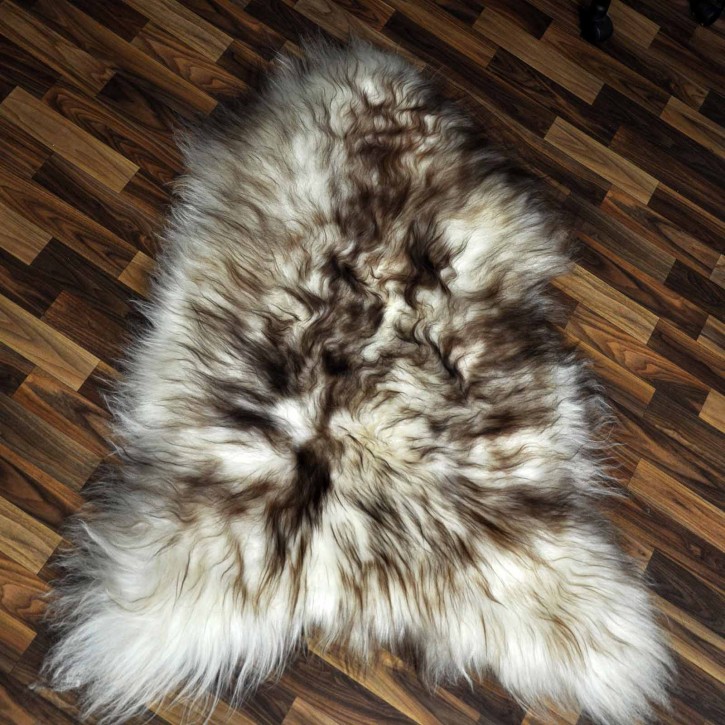 XXL ÖKO Island Schaffell weiß braun geflammt 125x85 #9567