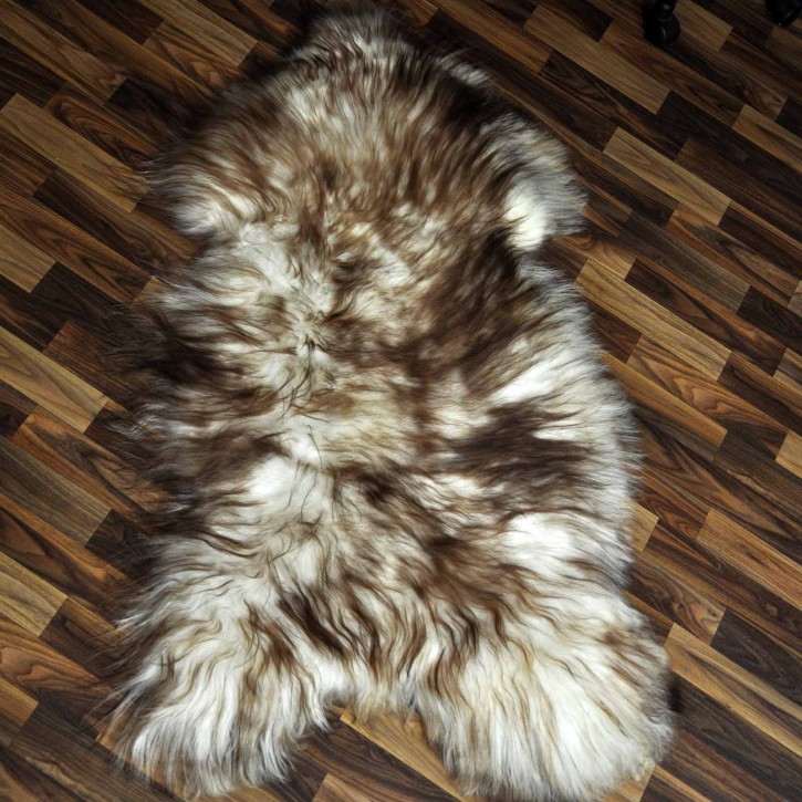 XXXL ÖKO Island Schaffell weiß braun geflammt 130x75 Teppich #9573