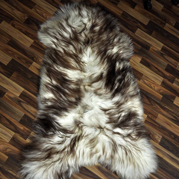 XXXL ÖKO Island Schaffell weiß braun geflammt 135x80 Teppich #9576