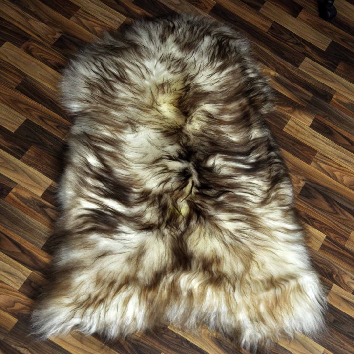 XXL ÖKO Island Schaffell weiß braun geflammt 125x80 Teppich #9579