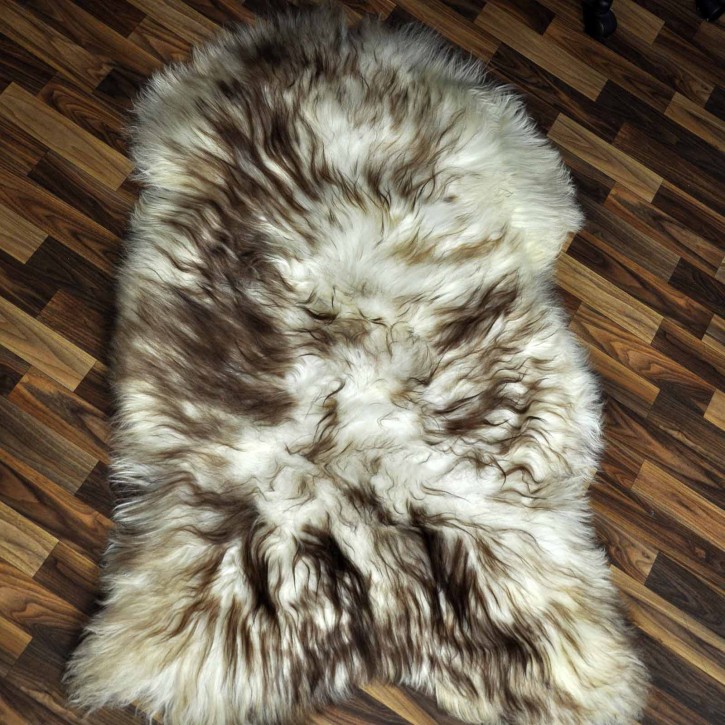 XXXL ÖKO Island Schaffell weiß braun geflammt 135x90 Teppich #9580