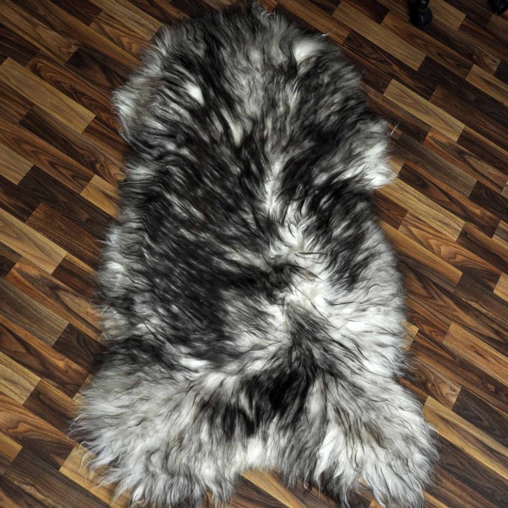 XXXL ÖKO Island Schaffell weiß braun geflammt 130x75 Teppich #9581