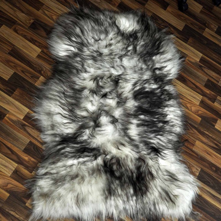 XXXL ÖKO Island Schaffell weiß braun geflammt 130x80 Teppich #9582