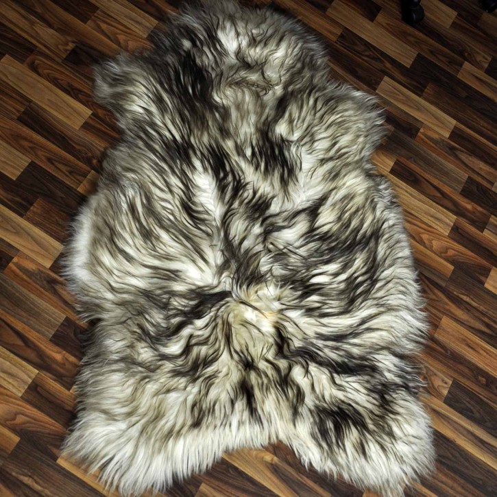 XXXL ÖKO Island Schaffell weiß braun geflammt 130x85 #9585