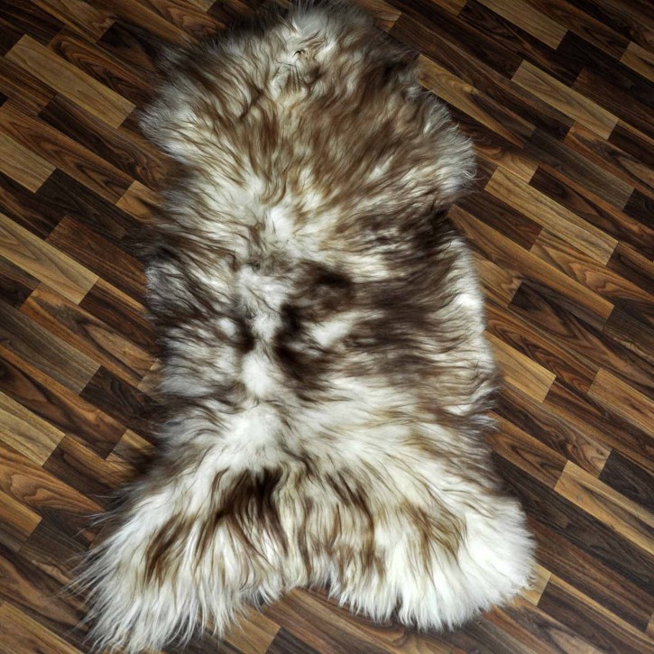 XXL ÖKO Island Schaffell weiß braun geflammt 125x70 #9596