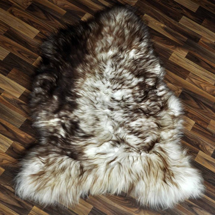 XXL ÖKO Island Schaffell weiß braun geflammt 125x80 #9605