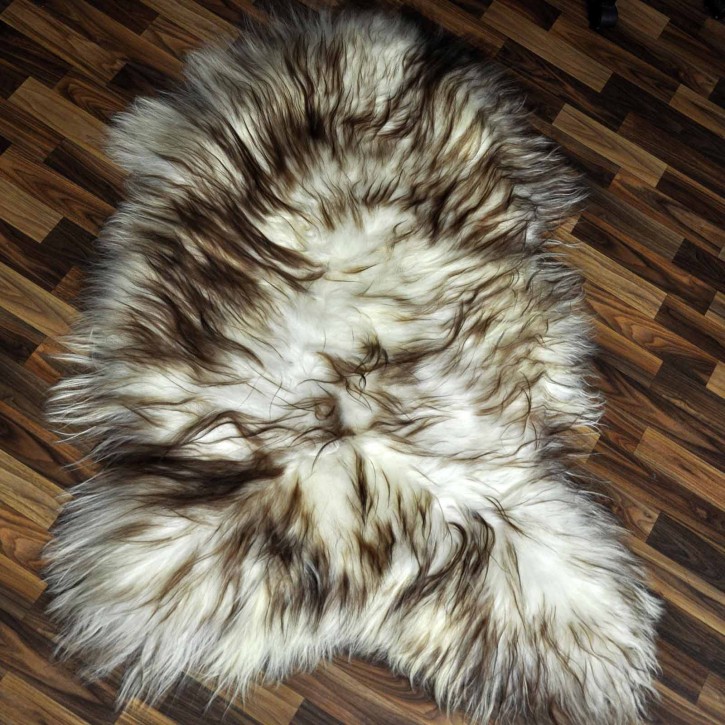 XXXL ÖKO Island Schaffell weiß braun geflammt 135x90 groß #9606