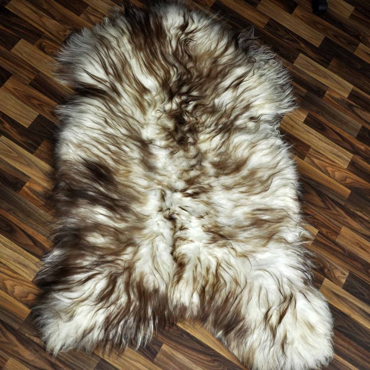 XXXL ÖKO Island Schaffell weiß braun geflammt 130x90 groß #9607