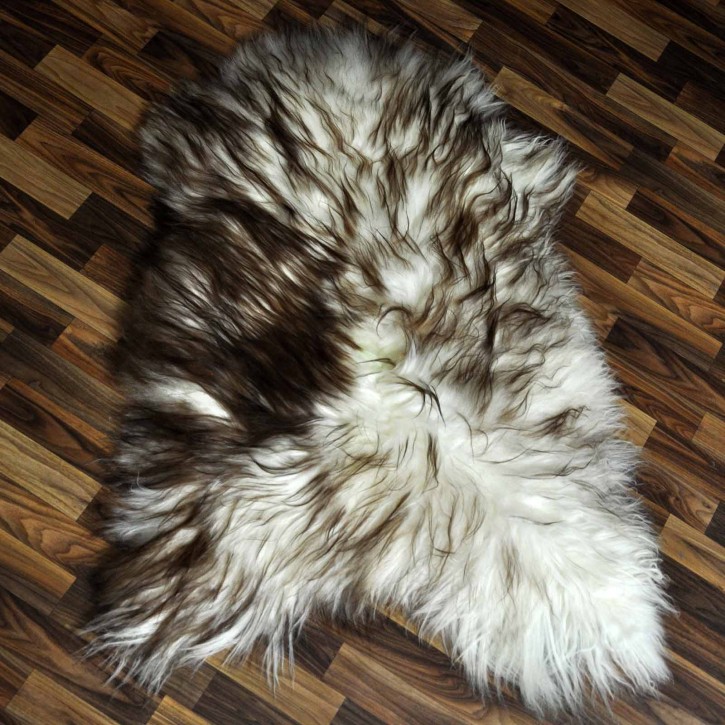 XXL ÖKO Island Schaffell weiß braun geflammt 120x80 #9609