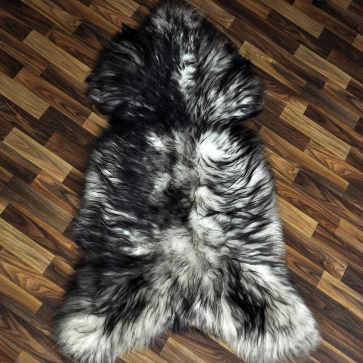 XXXL ÖKO Island Schaffell weiß schwarz geflammt 130x80 #9610