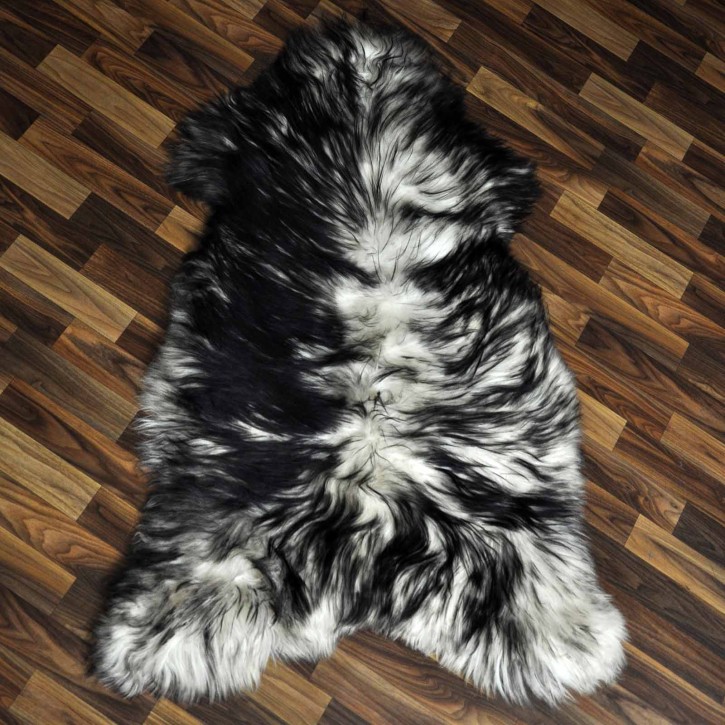 XXL ÖKO Island Schaffell weiß schwarz geflammt 125x80 Pelz #9611