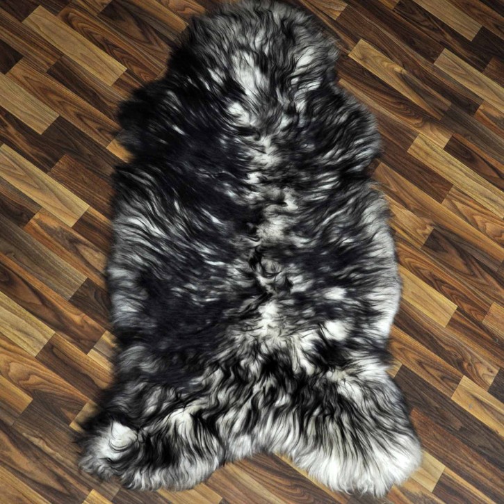 XXL ÖKO Island Schaffell weiß schwarz geflammt 125x70 Pelz #9614