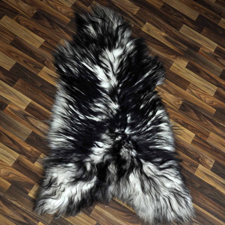 XXL ÖKO Island Schaffell weiß schwarz geflammt 120x75 Pelz #9615