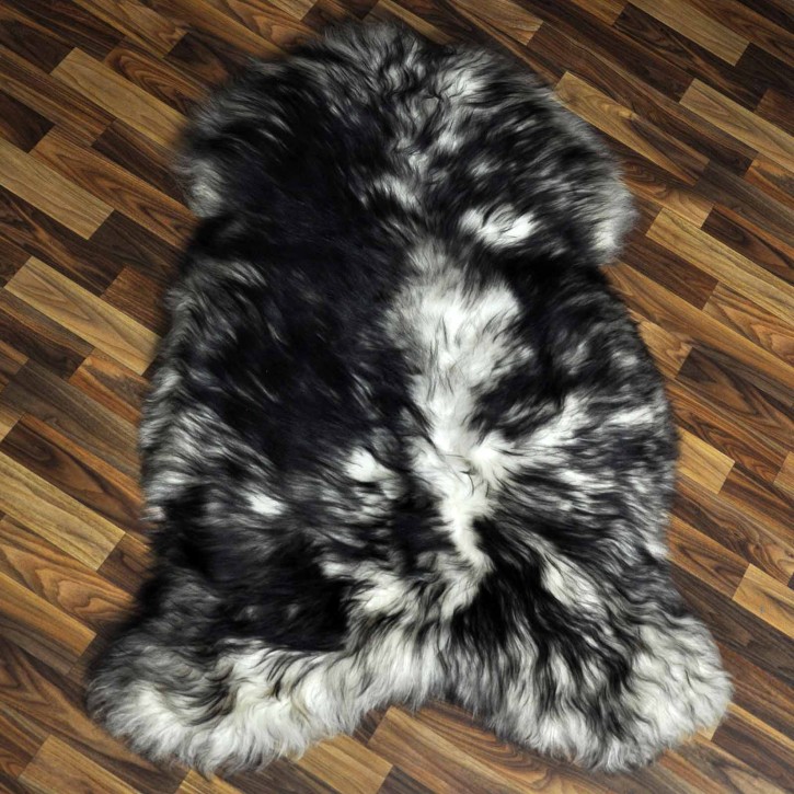XXL ÖKO Island Schaffell weiß schwarz geflammt 125x80 Pelz #9618