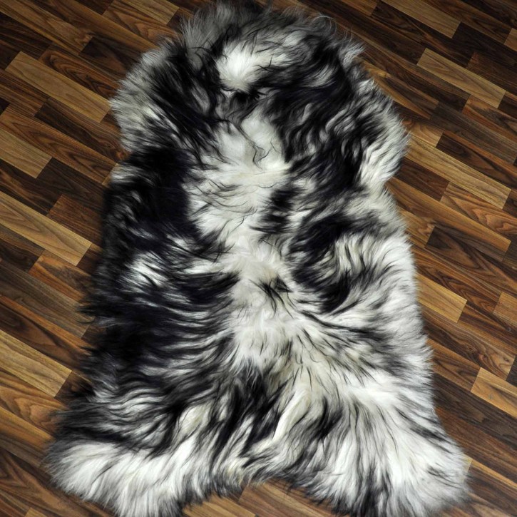 XXXL ÖKO Island Schaffell weiß schwarz geflammt 130x80 #9619