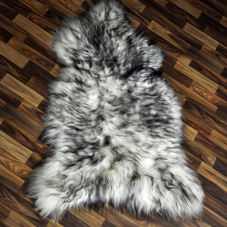 XXL ÖKO Island Schaffell weiß schwarz geflammt 125x85 #9620