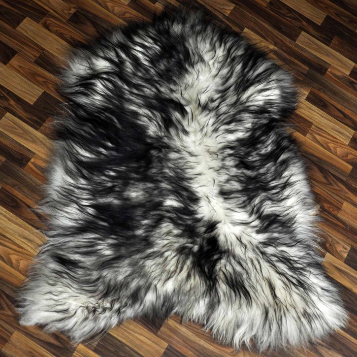 XXL ÖKO Island Schaffell weiß schwarz geflammt 125x90 Pelz #9621