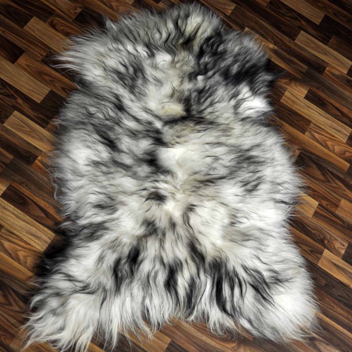 XXXL ÖKO Island Schaffell weiß schwarz geflammt 130x80 #9624