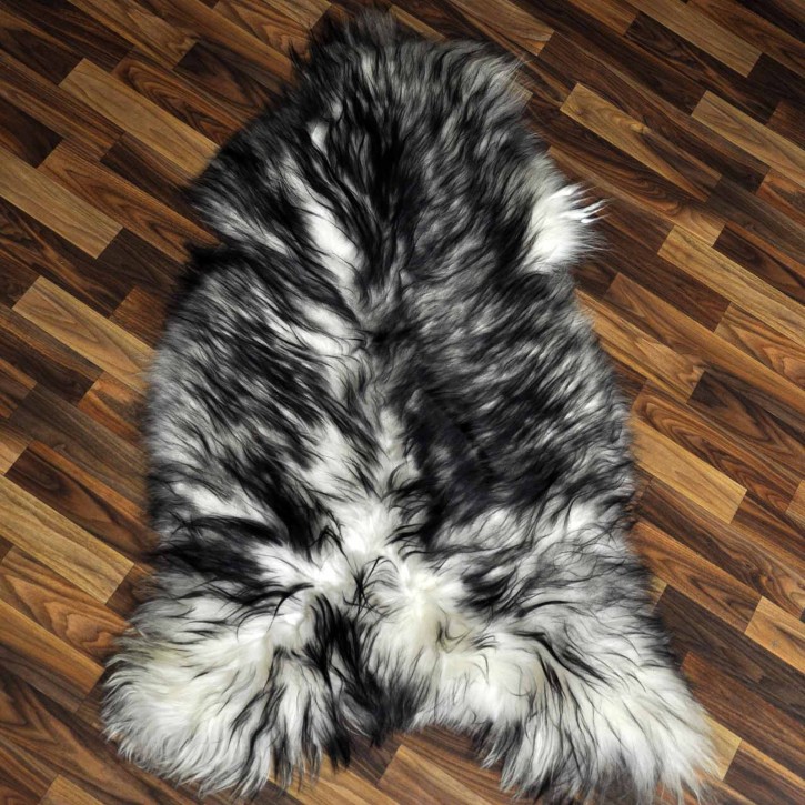 XXL ÖKO Island Schaffell weiß schwarz geflammt 120x75 Pelz #9625
