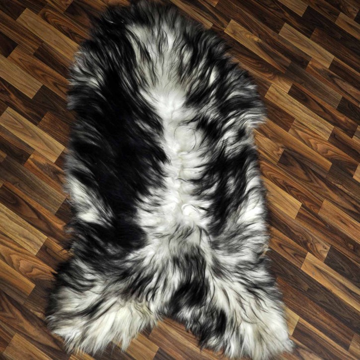 XXL ÖKO Island Schaffell weiß schwarz geflammt 125x75 Pelz #9627