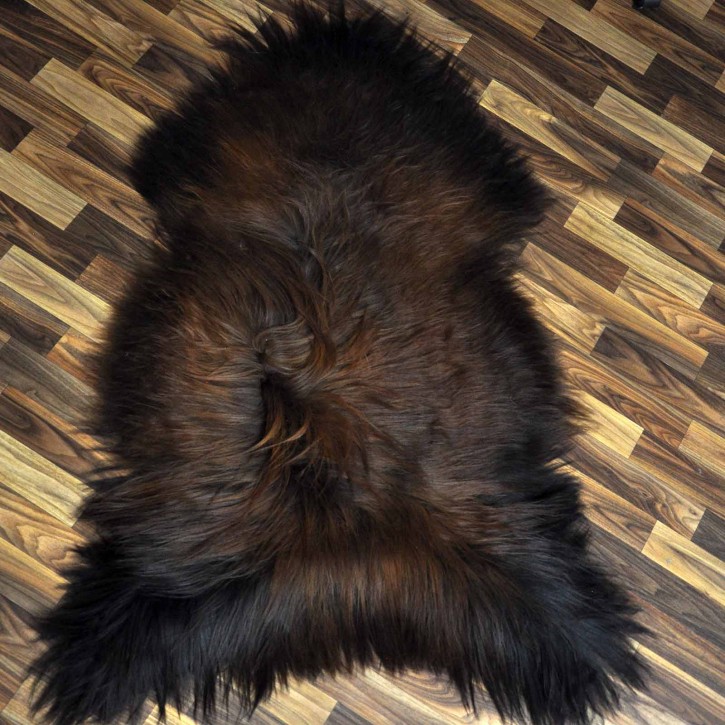 XXXL ÖKO Island Schaffell schwarz braun geflammt 130x80 Feuer Kamin #9628