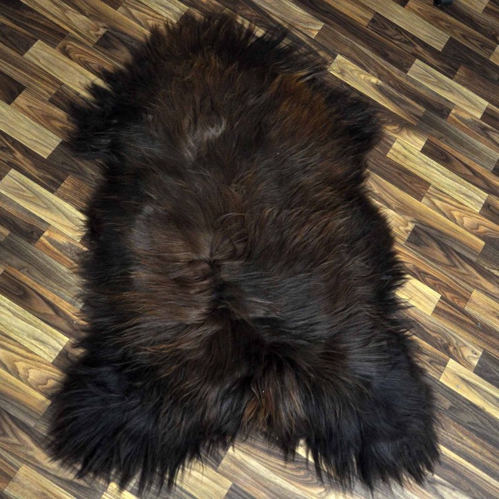 XXL ÖKO Island Schaffell schwarz braun geflammt 120x80 Feuer Kamin #9630