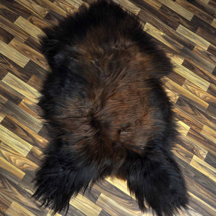 XXL ÖKO Island Schaffell schwarz braun geflammt 125x85 Feuer Kamin #9631