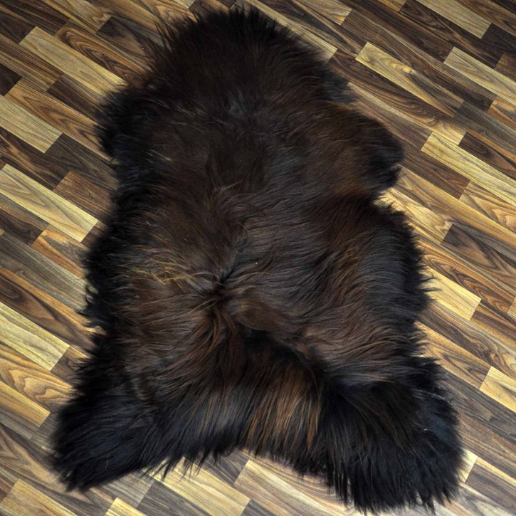 XXL ÖKO Island Schaffell schwarz braun geflammt 120x80 Feuer Kamin #9632